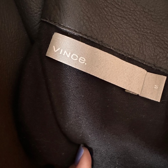 Vince Lamb and Shearling reversible coat.  Open shawl style with pockets, black - Picture 3 of 6